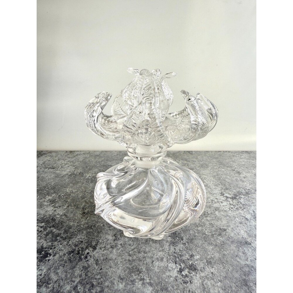 Vintage Gunderson Pairpoint Swirl Art Perfume Bottle With Flower Stopper